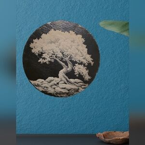 Serene Black and White Slate Tree Wall Art Tree Of Life Art - Meditation Art